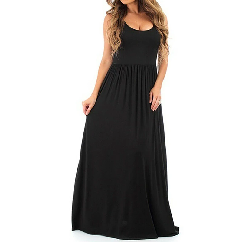 High Quality Summer Sundress Women's Dress Sexy Boho Sleeveless Vest Long Dresses Elegant Ladies Maxi Dress Party Robe Femme