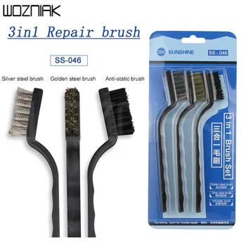 

3 in1 mobile phone repair motherboard anti-static steel brush fine cleaning brush repair soft brush cleaning