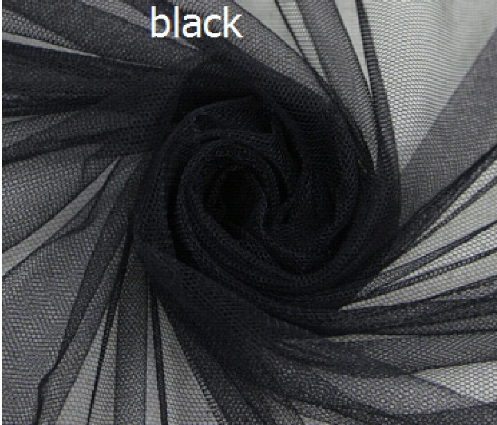 

Hot 65" 165cm wide 3meter/lot Black soft nylon mesh tulle grid gauze fabric for diy ball gown tutu mosquito net curtain veil