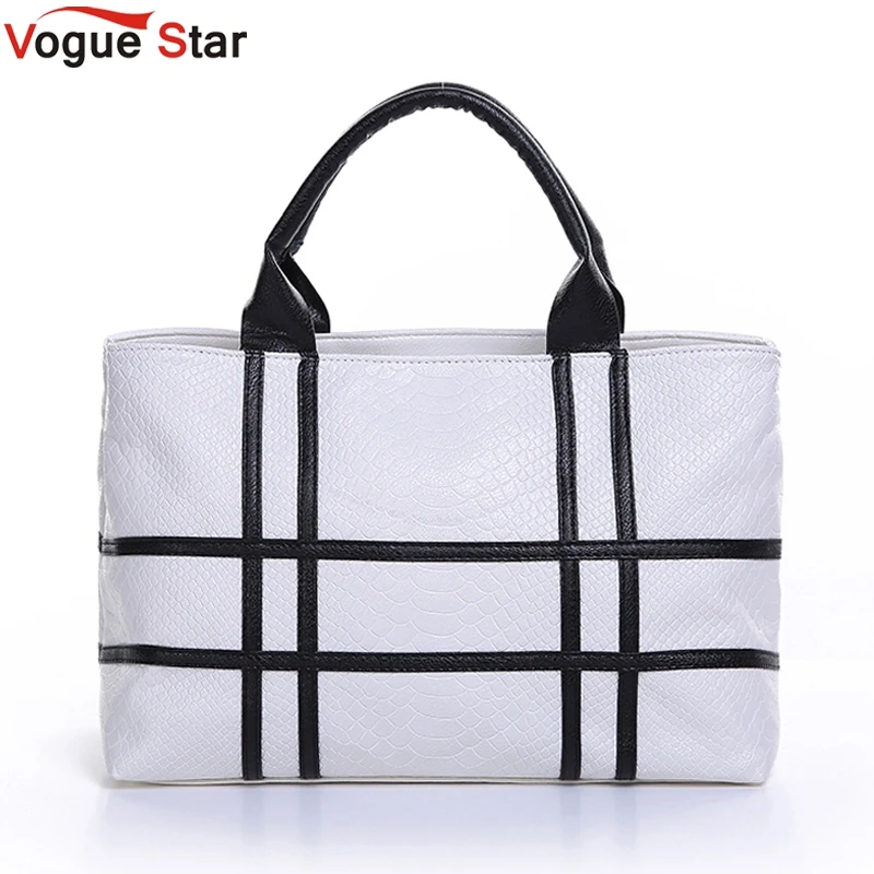 Vogue Star 2017 new black and white hit color shoulder bag pu leather crocodile pattern square