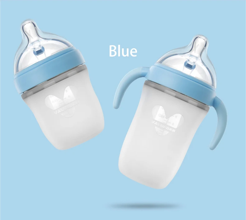 VALUEDER 150 мл широкая шея силиконовая бутылка и набор сосок мягкие BPA Free Baby Feeder бутылка с соломинкой и грудь-как соски