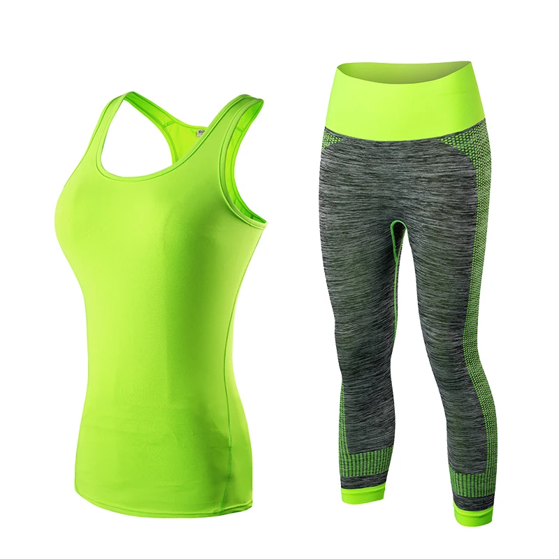 

OLOEY Quick Dry Yoga Set Vest Pants Sport Suit Fitness Tights Top Jogging Suits For Women Gym Tracksuit Yoga Sportswear