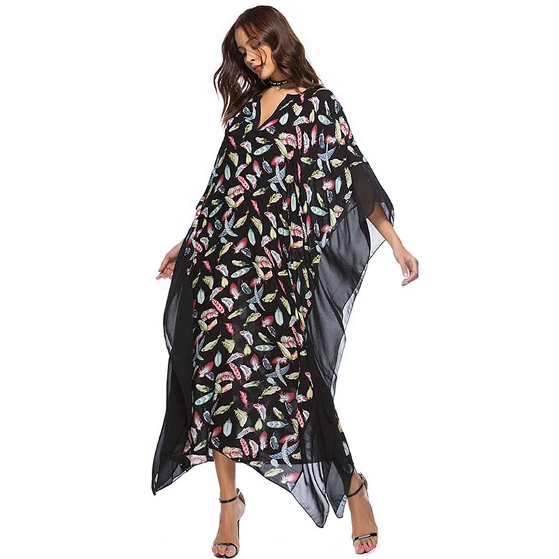 Женское пляжное платье макси большого размера с рукавом летучая мышь свободное