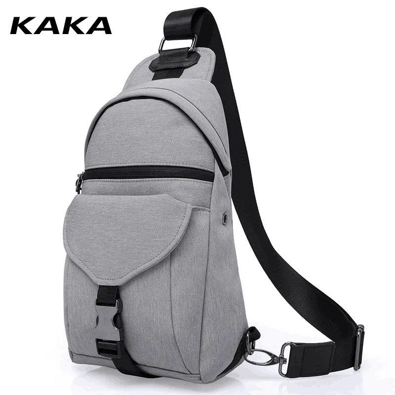 KAKA Черная Мужская нагрудная сумка-мессенджер мужские сумки через плечо новые сумки на плечо водонепроницаемые короткие модные сумки для мобильного телефона - Цвет: Серый