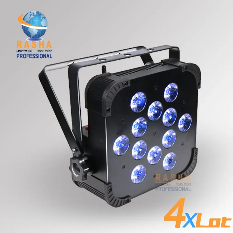 

4X Rasha Quad V12-12pcs*10W 4in1 RGBW/RGBA Wireless DMX LED Par Profile,LED Flat Par Light For Disco Party Club With DMX IN&OUT