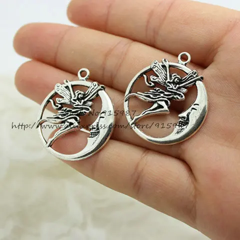 

Sweet Bell (30 pieces/lot) 27*31mm Antique Metal Alloy moon Angel Charms Jewelry Charms Pendants D0810