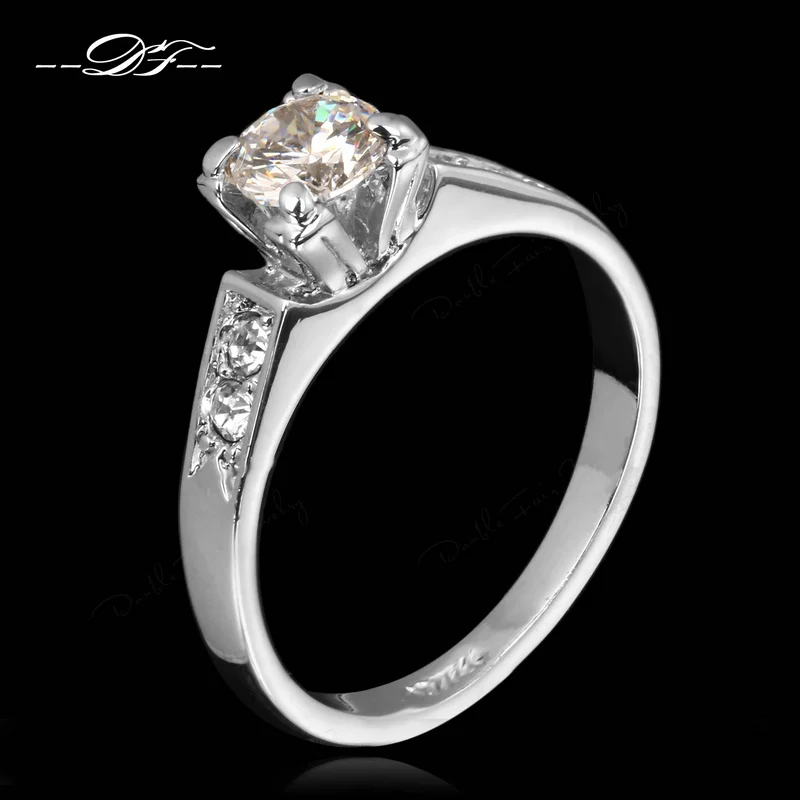 

Cubic Zirconia Engagement Rings Silver Color Trinket Crystal Wedding Jewelry For Women/Lover's anel aneis joias DFR052