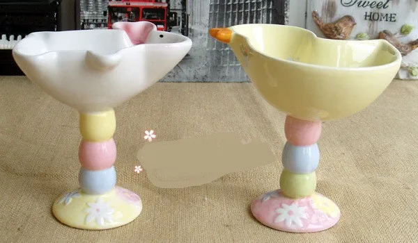 Керамические миски с кроликом, уткой, ручная роспись, чаши с высоким горлом, чашка для мороженого, пудинг, снэк-чаша для кормления детей