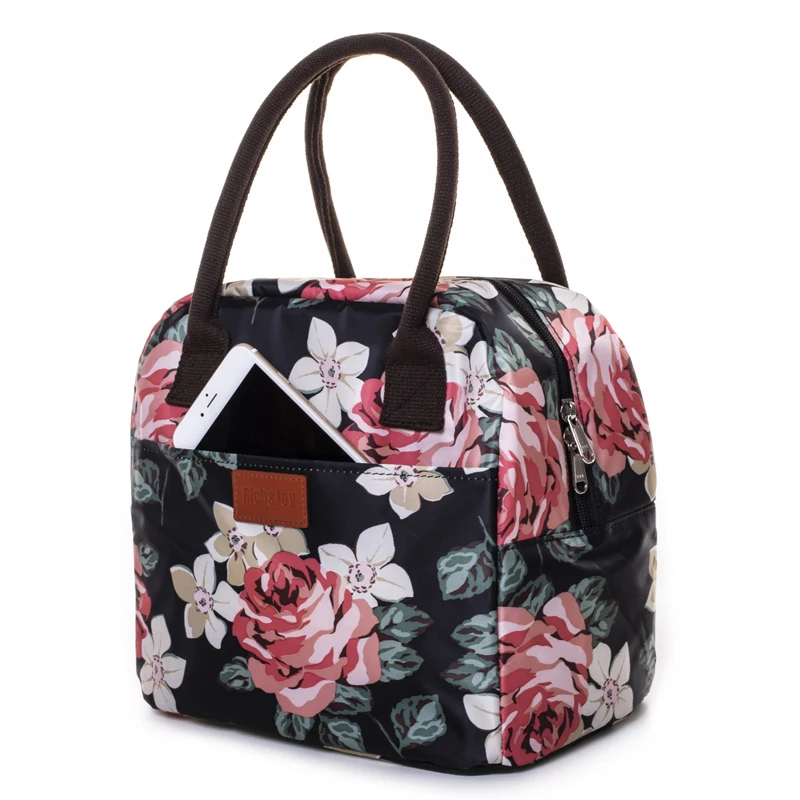 

Women Waterproof Picnic Lunch Bag Portable Floral Printing Tote Bags Food Storage Insulated Bags for Cans Lunch Box Thermal Bag