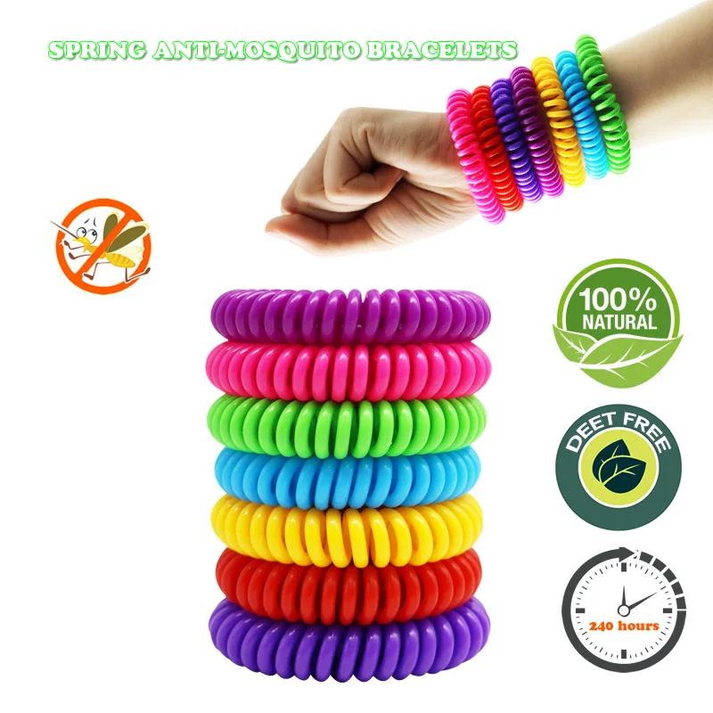 

1-5-10pcs Color Anti-Mosquito Spring Wristband Bracelet With Pure Plant Essential Oil Outdoor Camp Kids Adult Mosquito Repellent