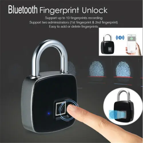 

Smart Keyless Door Lock Bluetooth Fingerprint Padlock Biometric Home Security