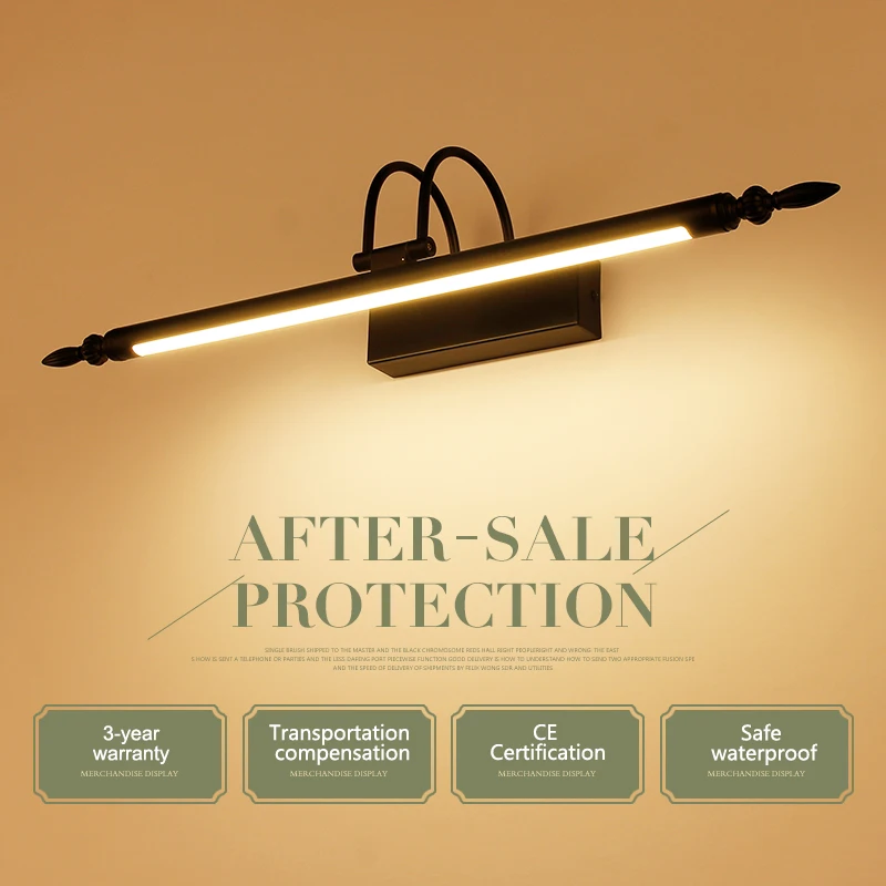 الكلاسيكية Led الأسود مرآة زينة للحمام جدار مصباح برونزية/الفضة جدار غرفة النوم أضواء تركيبات غرفة المعيشة الجدار الشمعدان أضواء