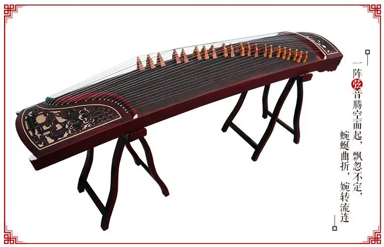 Профессиональный 21 струнный китайский zither fortune paulownia твердой древесины гуженг твердой древесины гравировки ремесла Гу Чжэн зитер