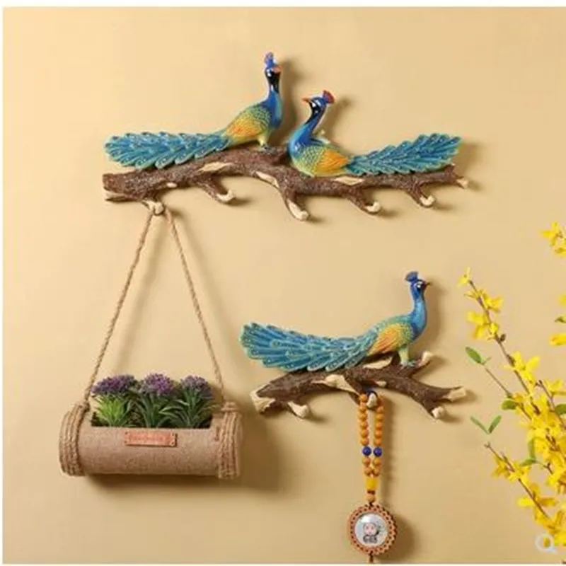 

Creative Peacock Crafts Wall Stickers, Wall Mounts, Decorative Key Hooks