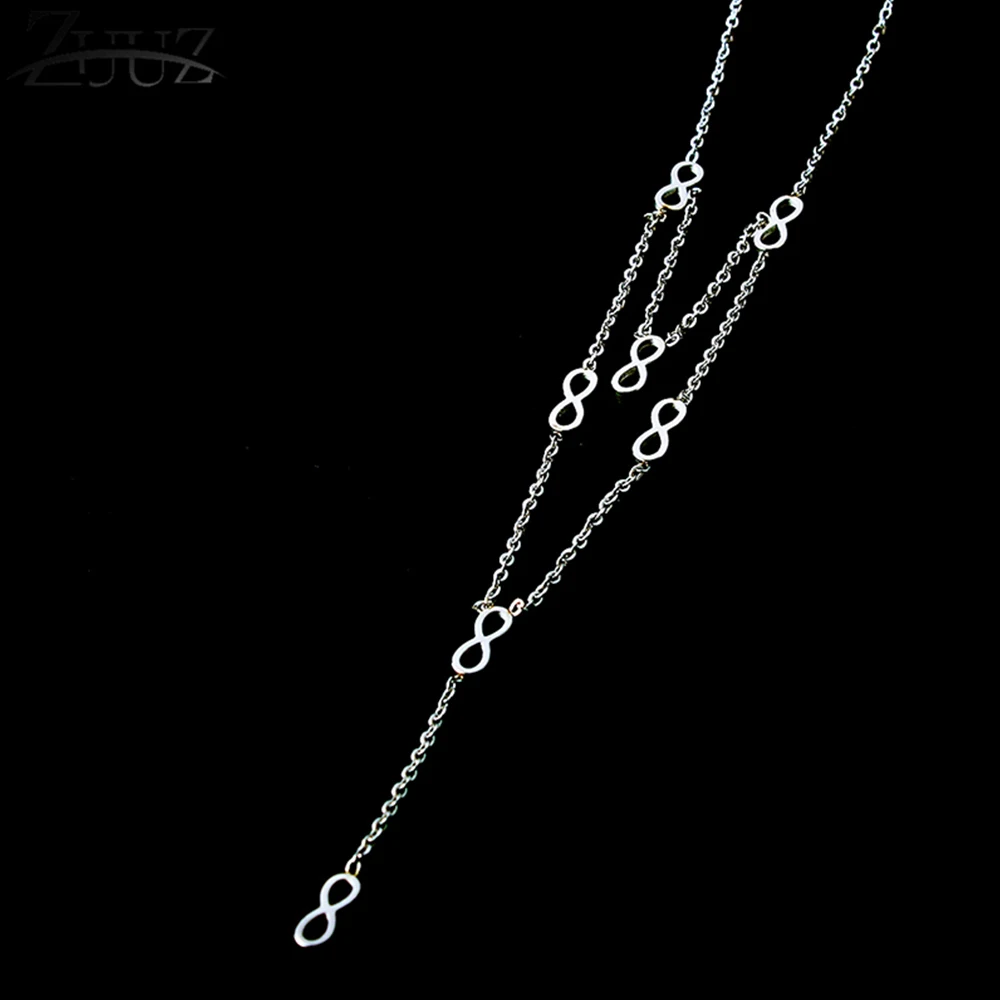 ZUUZ длинное ожерелье из нержавеющей стали для женщин ювелирные аксессуары цепь чокер серебро золото кулон длинное эффектное ювелирное сердце - Окраска металла: infinity A