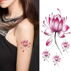Водонепроницаемый временный боди-арт наклейки женские Лотос татуировка в форме цветка временные водостойкие наклейки для татуировки