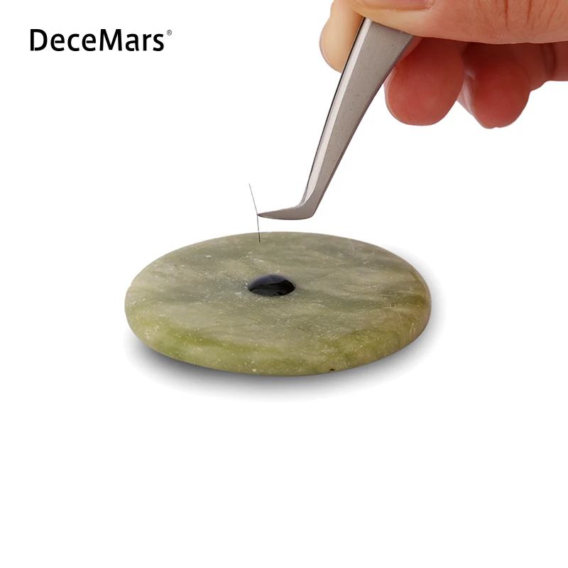 DeceMars-Soporte de paleta adhesiva, pegamento para extensión de pestañas, piedra redonda verde, 1 ud., herramienta de maquillaje