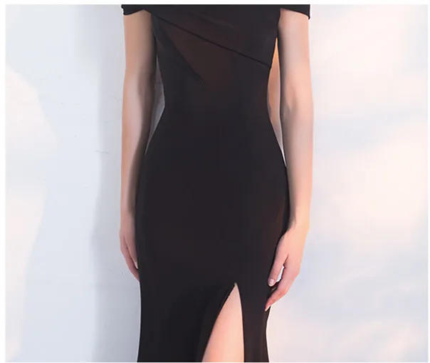 CEEWHY сбоку Разделение элегантный Вечеринка платье для выпускного вечера Vestido de Festa Стиль черное платье для выпускного платья длинные Abendkleider