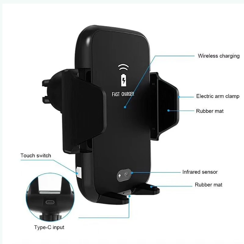 

Fast Charger Car Mount for iPhone XR XS MAX 7 8 PLUS QI Infrared Wireless Car Charger Stand for Samsung Galaxy A30 A50 M20 M10