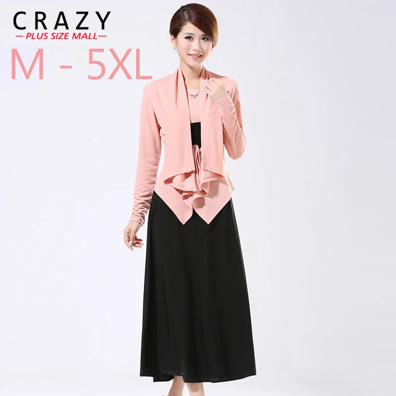 

2019 Spring Plus Size 6XL 5XL 4L Women Clothing Long-sleeve Loose Cardigan Elegant Twinset Full Maxi Dresses Big Size XXXL
