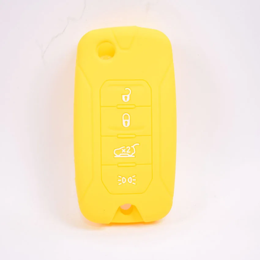 Silicone Car Key Case Cover Shell Bag Fit For Jeep Renegade 4 Buttons Folding Remote Key 7 colors key case,key case cover,car key shell,remote control case cover,flip key fob shell