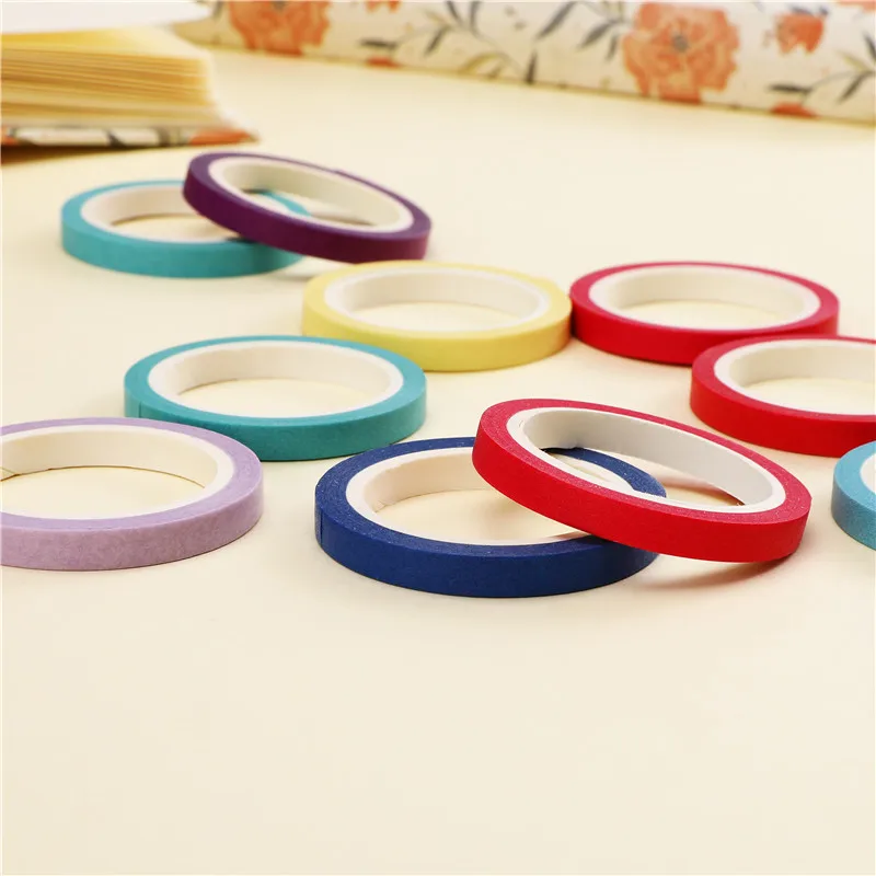 

1pcs New Hot Solid Color slim paper washi tape 5mm*7m Macaron candy color decorative masking tapes letter School supplies 02467