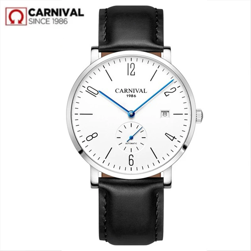 

Carnival Automatic mechanical Watch Men luxury brand full Steel Business men Watches Calkskin Leather Fashion Casual Date Clocks
