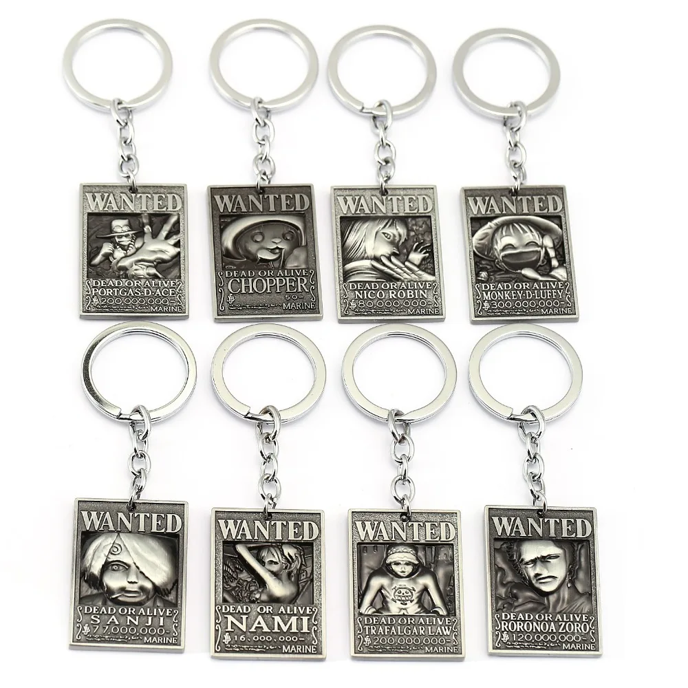 

Julie ONE PIECE NAMI CHOPPER ROBIN LUFFY Keychain For Car Jewelry Arrest Warrant Dog Tags Metal Key Chain Ring Chaveiro JJ12038