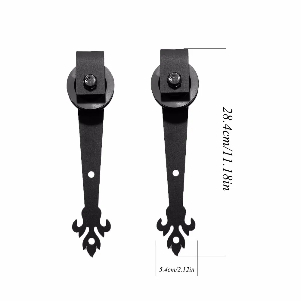 LWZH 14FT/15FT European Style Black Steel Three Leaves Shaped Interior Sliding Barn Door Hardware Wood Door Kits for Double Door