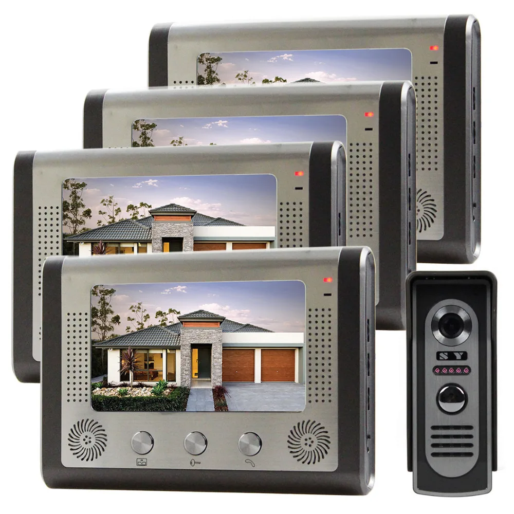 DIYSECUR 7 inch Door Bell Wired Video Door Phone System Home Security Entry 2 Way Intercom IR Camera SY801M14