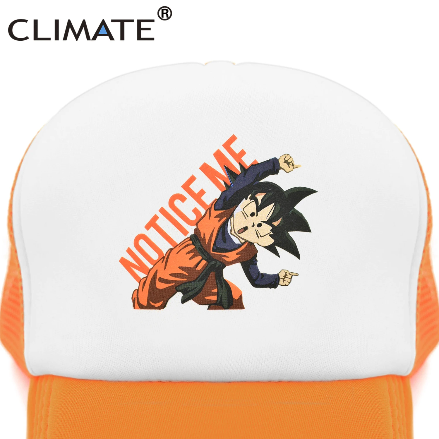 Климат Dragon Ball Trucker Кепка s забавная Милая Кепка GOKU s Notice Me летняя крутая сетчатая Кепка Trucker s оранжевая Кепка для мужчин, женщин и детей