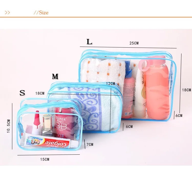 Clear Makeup Bag Beautician Cosmetic Bag Transparent PVC Bags Travel Organizer Beauty Case Toiletry Bag Make Up Pouch Wash Bags