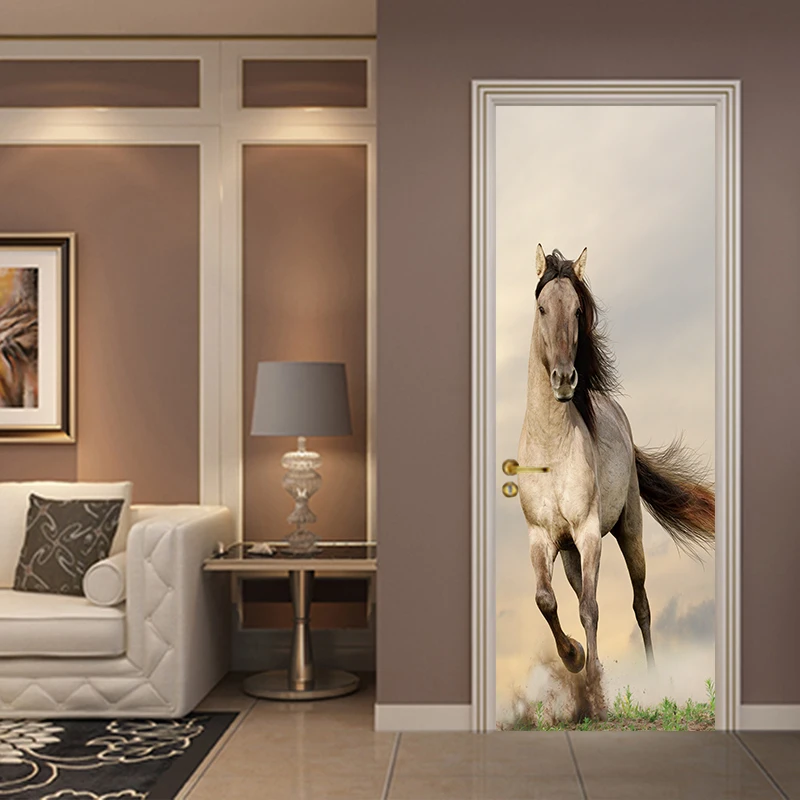 Creative Animal Horse Door Stickers Corridor Wallpaper PVC Poster Wall Stickers Office Bedroom Living Room Home Decoration Creative Animal Horse Door Stickers Corridor Wallpaper PVC Poster Wall Stickers Office Bedroom Living Room Home Decoration