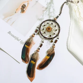 

Vintage Home Decoration Retro Feather Dream Catcher Circular Feathers Wall Hanging Dreamcatchers Decor For Car