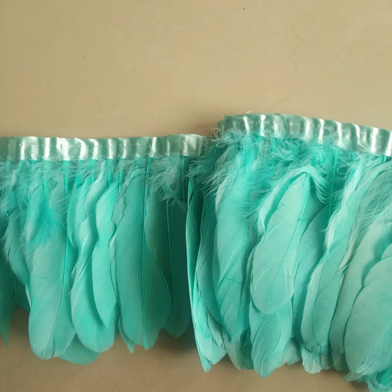 blue-green 1 ярд белый/черный/розовый Лебедь гусь перо/полоса/лента на косой ленты используется для тканевых аксессуаров - Цвет: blue-green