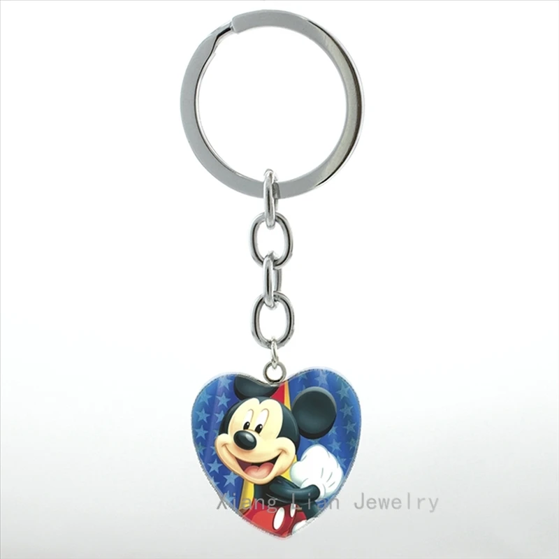 

Super lovely cartoon animals mkey keychain women and kids jewelry gifts cute Mouse art heart pendant key chain ring girl HP317