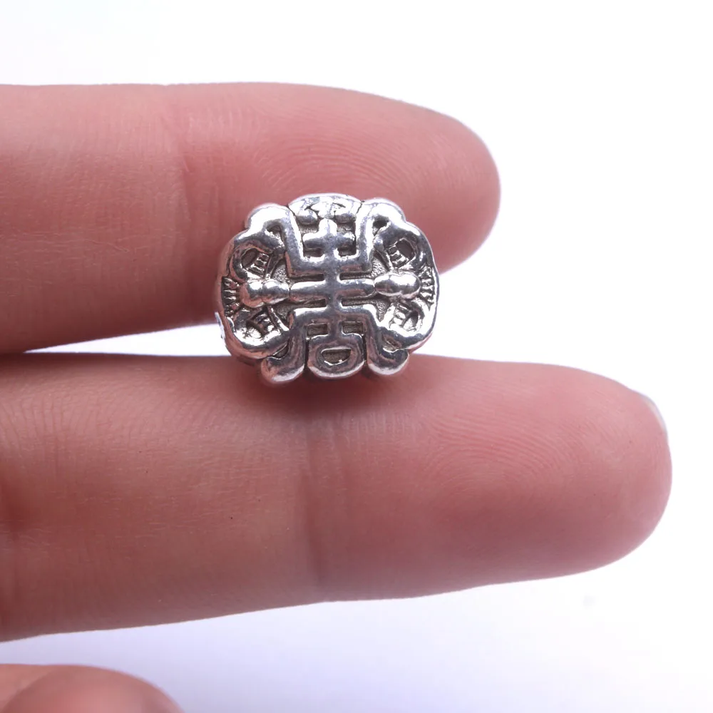

10pcs chinese style FU SHOU, Felicity&Longevity Tibetan silver spacer beads for necklace brceleet making Supplies metal findings