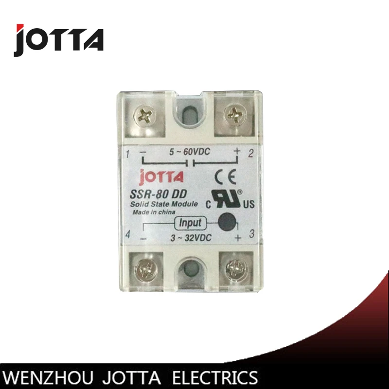 

SSR -80DD DC control DC SSR white shell Single phase Solid state relay 80A input 3-32V DC output 5~60V DC