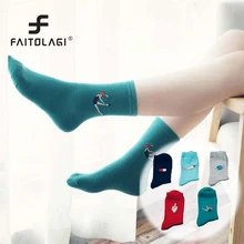 Harajuku, Женские Длинные Носки с рисунком, новинка, гимнастические носки с узором в стиле хип-хоп, однотонные хлопковые носки