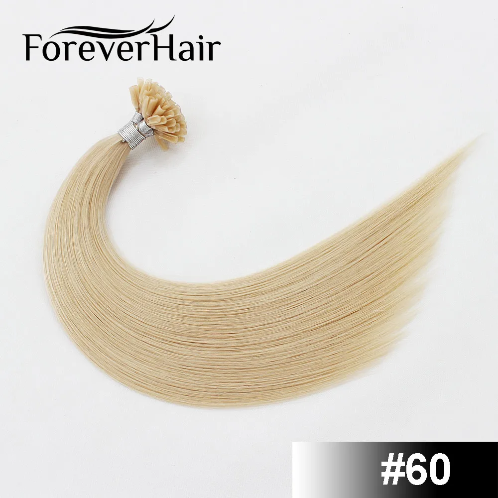 FOREVER HAIR 0,8 г/локон 1" Remy Nail U Tip Prebond Кератин клей человеческие волосы для наращивания темно-коричневый#2 50 прядей прямой Fusion - Цвет: #60