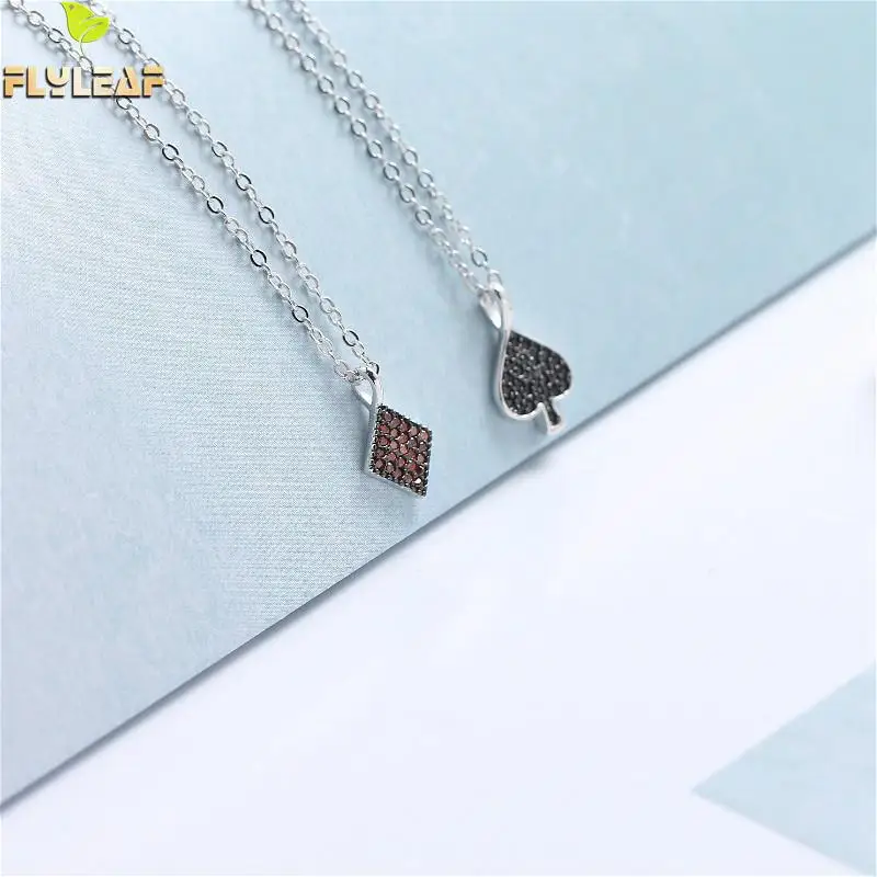

Flyleaf 925 Sterling Silver Necklace Women Heart Shape Square Cubic Zirconia Fashion Fine Jewelry Simple Necklaces & Pendants
