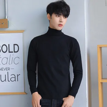 

Men's Black turtleneck Men's Tide Loose Handsome Knitted Shirt Male Turtlehead plus size M--XXXL