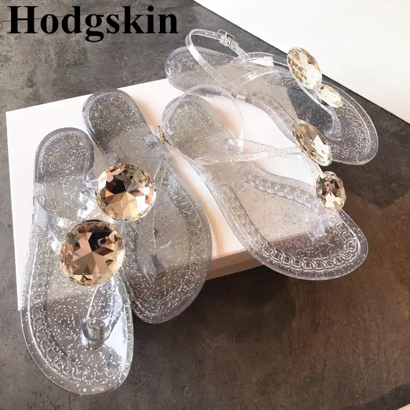 clear jelly flat sandals