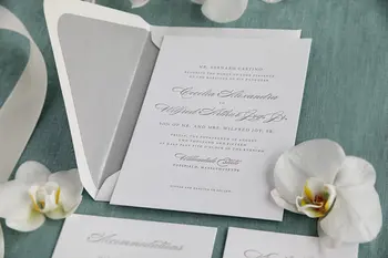 

Elegant Wedding Invitation with envelope/grey liner