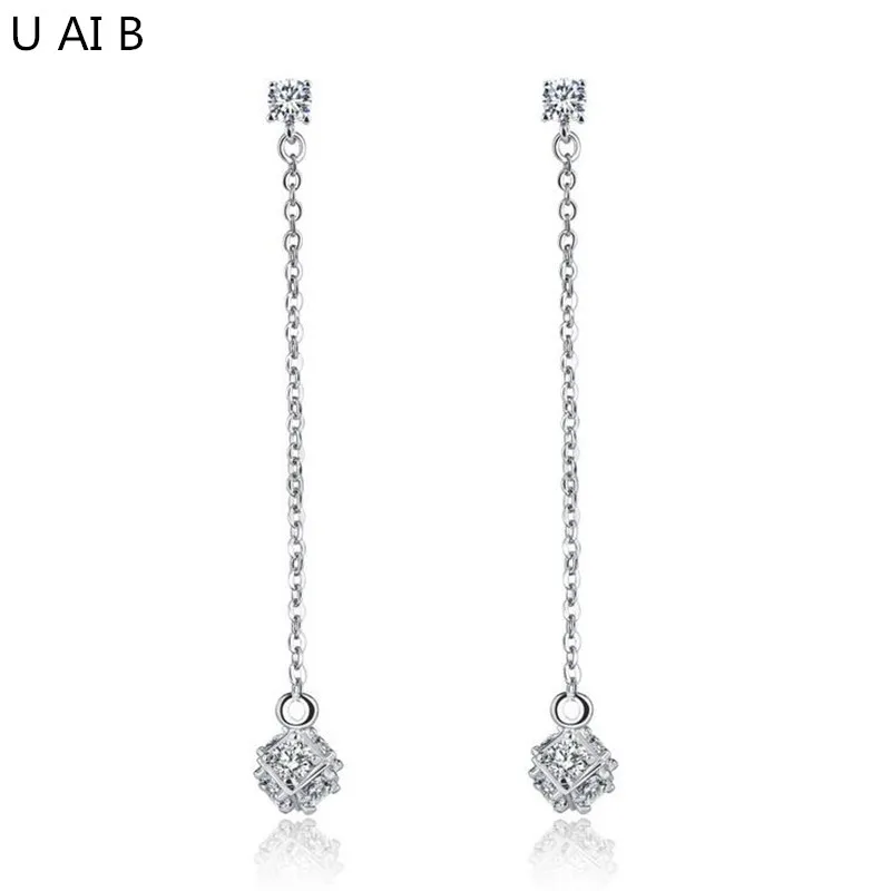 Корейская версия медные ювелирные изделия циркон темперамент серьги женский