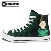 Original converse all star de los hombres de las mujeres zapatos zapatos pintados a mano zapatillas de chicos chicas de anime naruto shikamaru cosplay regalos de navidad