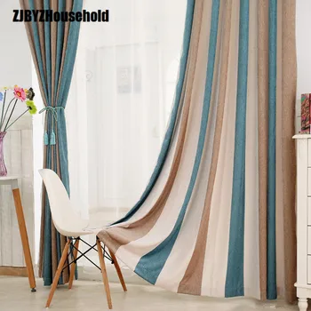 

Chenille Curtains Mediterranean Style Blue Coffee Jacquard Shade Cloth Plain Curtains for Living dining room bedroom