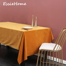 ESSIE домашний темно-желтый горчичный односторонний матовый бархат высокого класса бархатный скатерти для стола Свадебные украшения столовые приборы