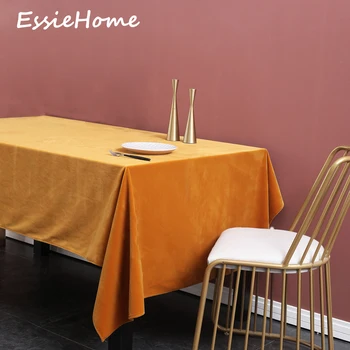 

ESSIE HOME Dark Yellow Mustard Single Side Matte Velvet High End Velvet Table Cloth Table Linen Wedding Decoration Placemat