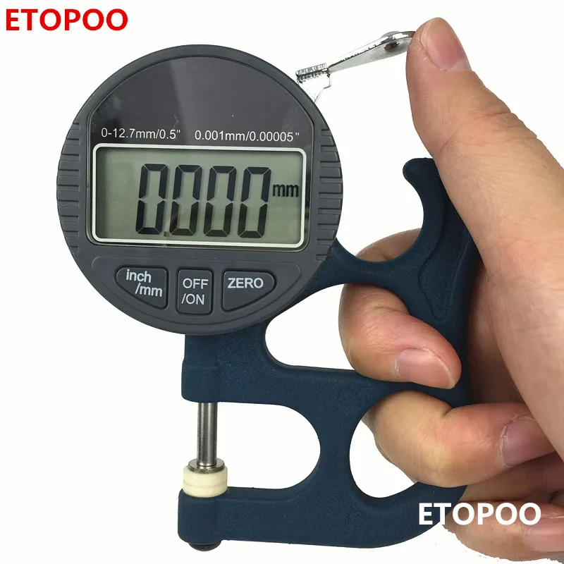BAOSHISHAN Digital Thickness Gauge 0-10mm 0-25/64in Electronic Micrometer Thickness Meter Metric/inch Paper/Film/Fabric/Tape Thickness Gauge